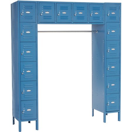 GLOBAL INDUSTRIAL 16 Person Locker, 12 x18x12, Ready To Assemble, Blue 238232BL